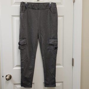 Grey, NWT, elastic waist, pull on, legging, lounge pants bottoms with pockets XL